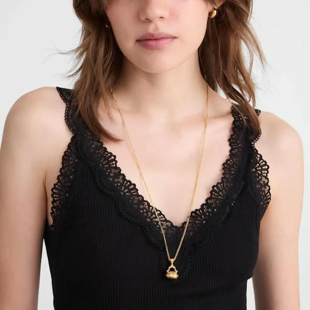 Madewell gold‎ necklace with black stone